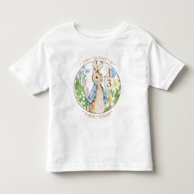 Peter Babbit Vår Blooms Blue Baby Shower T Shirt (Framsida)
