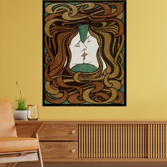 Peter Behrens Kiss Kärlek Abstrakt Art nouveau Poster (Vardagsrum 2)