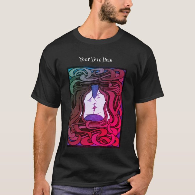 Peter Behrens Kiss Kärlek Abstrakt Art nouveau T Shirt (Framsida)