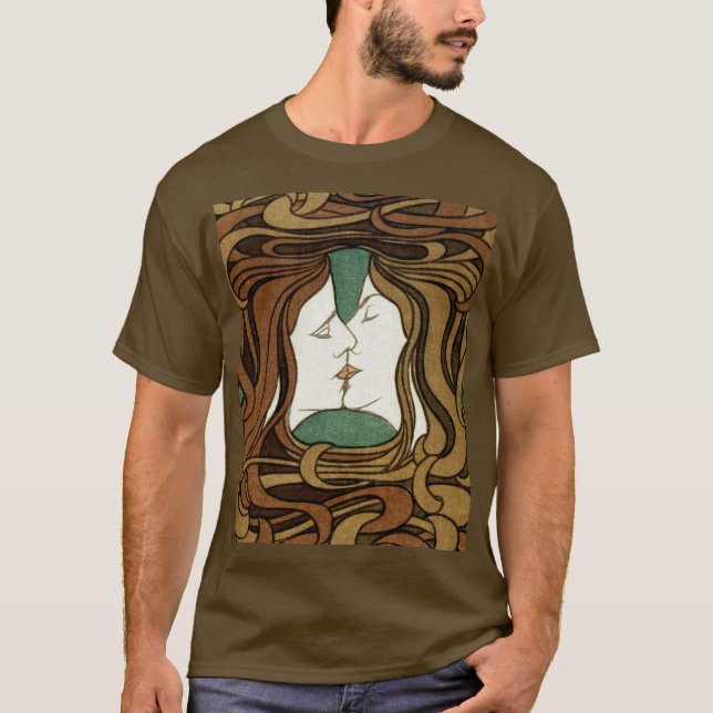 Peter Behrens Kiss Kärlek Abstrakt Art nouveau T Shirt (Framsida)