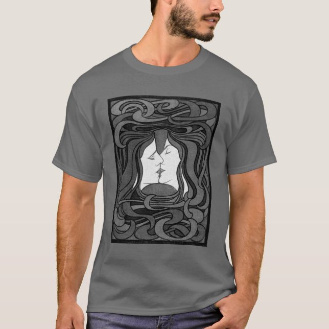 Peter Behrens Kiss Kärlek Abstrakt Art nouveau T Shirt (Framsida)