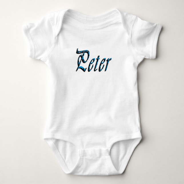 "Peter" Blå Siffror Peter Namn, T Shirt (Framsida)