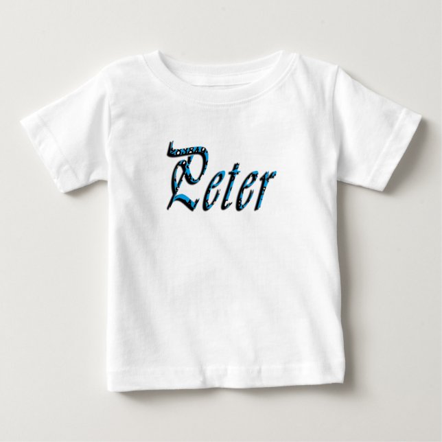"Peter" Blå Siffror Peter Namn, T Shirt (Framsida)