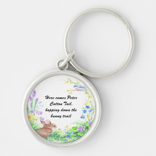 Peter Cotton Svan - Rund Silverfärgad Nyckelring (Framsidan)