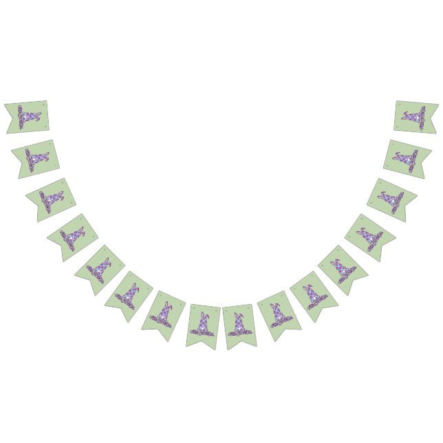 Peter Cottontail Lila Plaid Påskhare Vimplar (Alla)