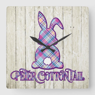 Peter Cottontail Lila Play Påskhare Fyrkantig Klocka