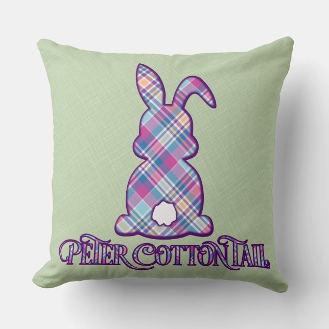 Peter Cottontail Lila Play Påskhare Kudde (Framsida)