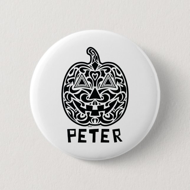 Peter Halloween Sugar Skull Design Knapp (Framsida)
