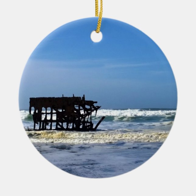 Peter Iredale Shipwreck, Oregon Kusten Julgransprydnad Keramik (Framsidan)