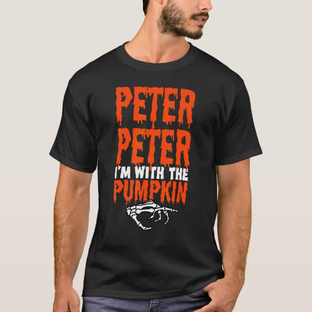 Peter Jag är med Pumpkin Halloween Costume Coupl T Shirt (Framsida)