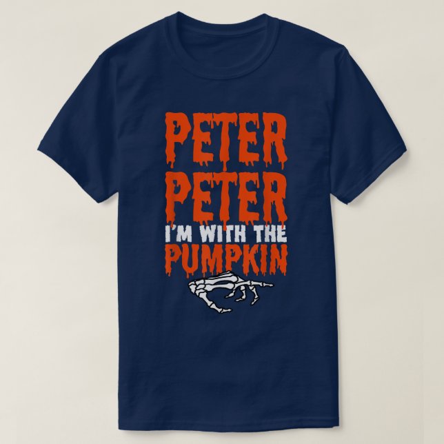 Peter Jag är med Pumpkin Halloween Costume Coupl T Shirt (Design framsida)