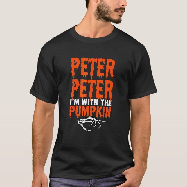 Peter jag är med pumpkin Halloween Costume Coupl T Shirt (Framsida)