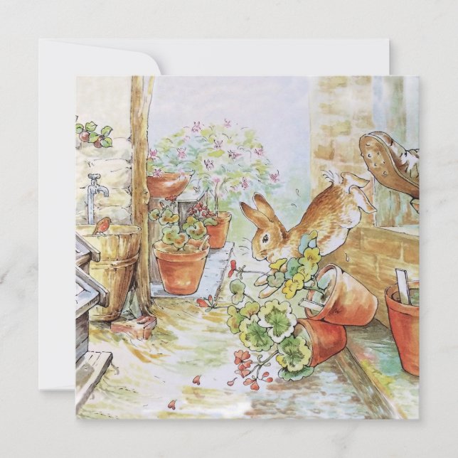 Peter kanin tumlade i trädgårdssket kort (Framsida)
