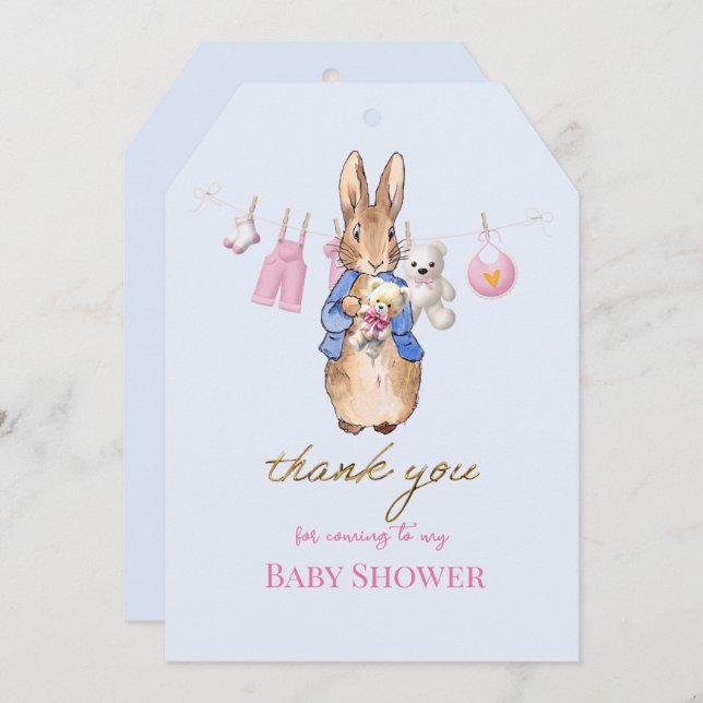 Peter kaninen med rosa bunting tack (Fram/baksida)