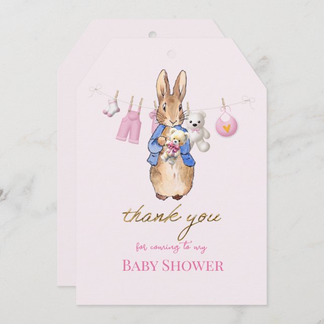 Peter kaninen med rosa bunting tack (Fram/baksida)