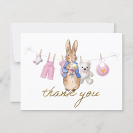 Peter kaninen med rosa vimplar tack vykort