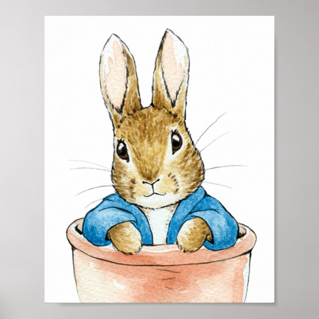 Peter Kaninen Sittande i Krukväxt Kruka       Poster (Framsidan)