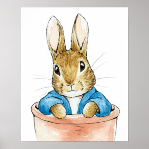 Peter Kaninen Sittande i Krukväxtkruka Poster