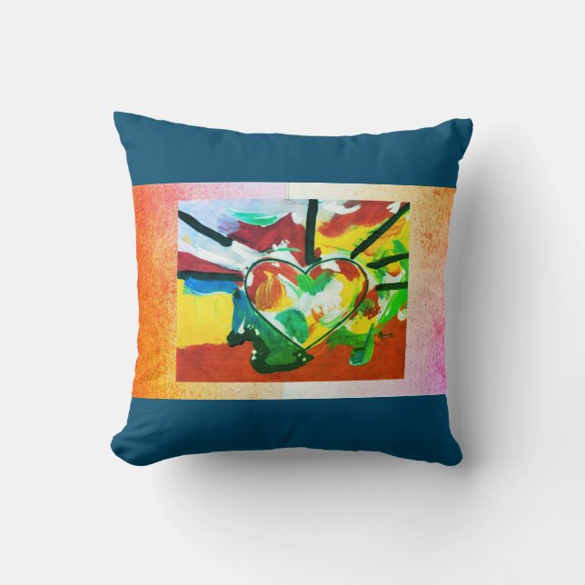 Peter Max art stil hjärta Pillow Kudde (Framsida)