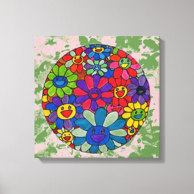 "Peter max art stil"leende blommor boll canvas (Framsida)