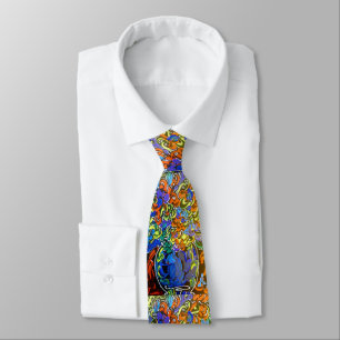 "Peter max art stil" vas med blommor slips