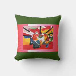 Peter Max färgstark vattenfärg Heart mönster Kudde