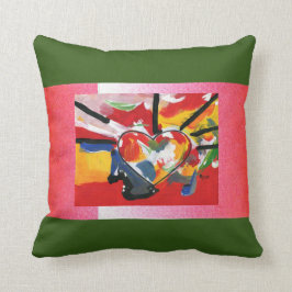 Peter Max färgstark vattenfärg Heart mönster Kudde