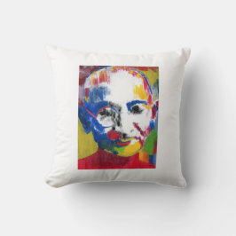 Peter Max färgstark vattenfärg Mahatma Gandhi Kudde