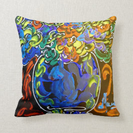 Peter Max färgstark vattenfärg Vas och blommor Kudde