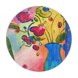 Peter Max Flowers Inspired Round Caking Board