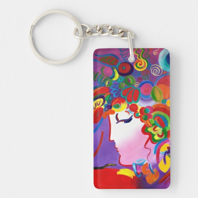 Peter Max Inspired Blushing Beauty Nyckelring (Framsidan)