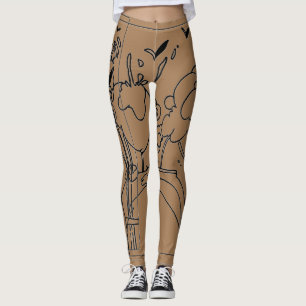 Peter Max stil 60s svart och bruna teckningar som  Leggings