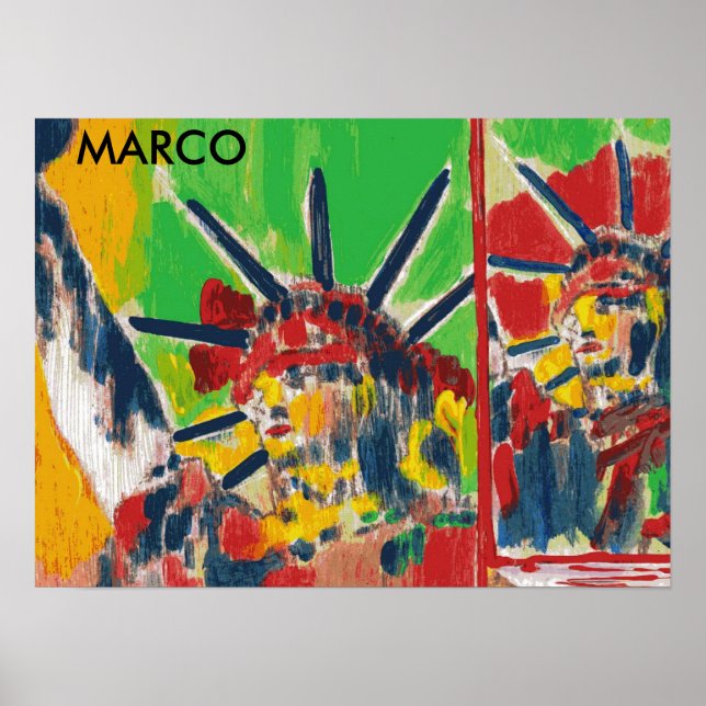 Peter Max stil, originalsignerad akrylmålning Poster (Framsidan)