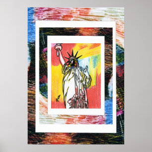 Peter Max stil, originalsignerad akrylmålning Poster