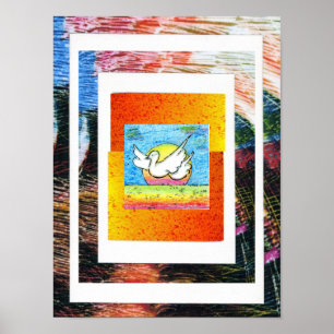 Peter Max stil, originalsignerad akrylmålning Poster