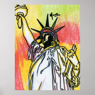 Peter Max stil, originalsignerad akrylmålning Poster