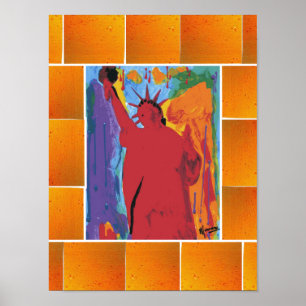 Peter Max stil, originalsignerad akrylmålning Poster