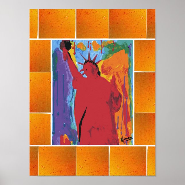 Peter Max stil, originalsignerad akrylmålning Poster (Framsidan)