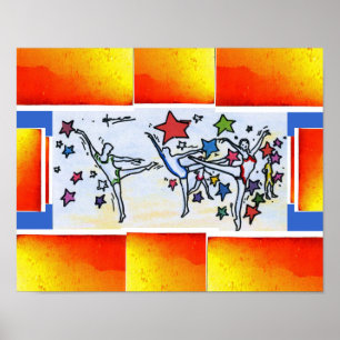 Peter Max stil, originalsignerad akrylmålning Poster