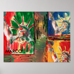 Peter Max stil, originalsignerad akrylmålning Poster