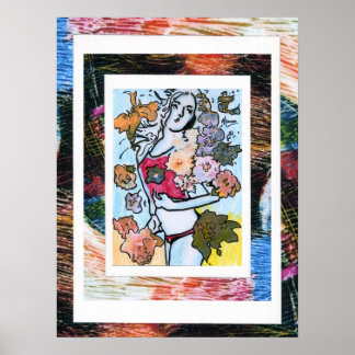 Peter Max stil, originalsignerad akrylmålning Poster