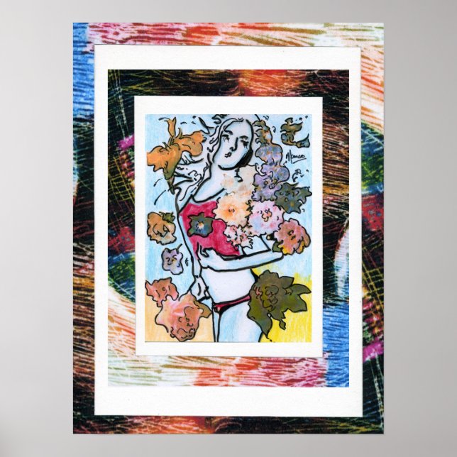 Peter Max stil, originalsignerad akrylmålning Poster (Framsidan)