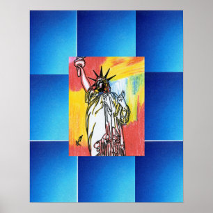 Peter Max stil, originalsignerad akrylmålning Poster