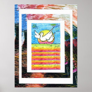 Peter Max stil, originalsignerad akrylmålning Poster