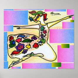 Peter Max stil, originalsignerad akrylmålning Poster