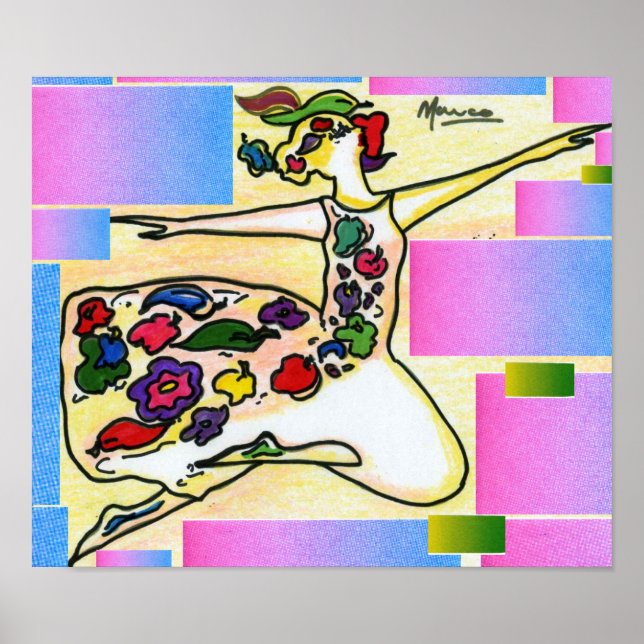 Peter Max stil, originalsignerad akrylmålning Poster (Framsidan)