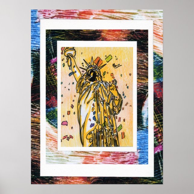 Peter Max style original signed acrylic painting Poster (Framsidan)