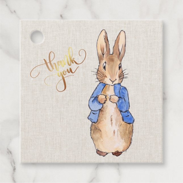 Peter med Beige Linen Background Gåvor Etiketter (Framsida)