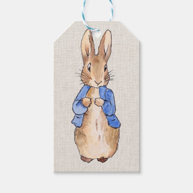 Peter med Beige Linen Background Presentetikett (Framsidan)