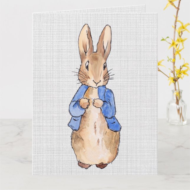 Peter med Grått Linen-bakgrund Kort (Gul blomma)